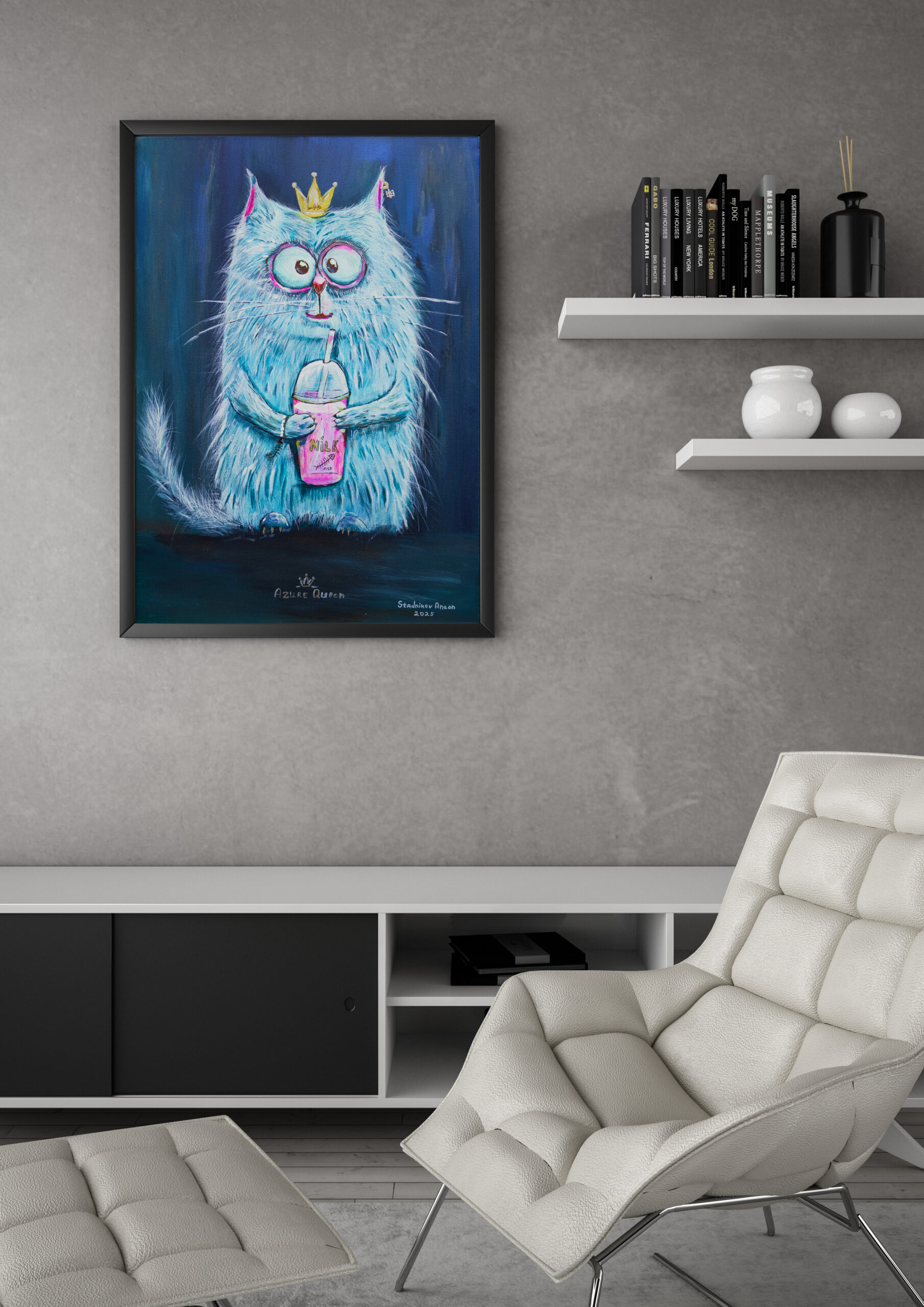Azure Queen Авторська картина Стаднікова Антона серії "Королівські коти"