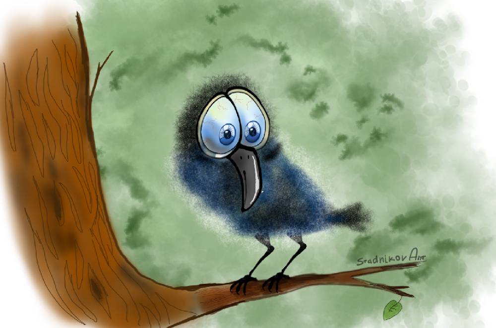 little crow named Kar Авторска ціфрова іллюстрація | General Graphics® Автор та художник Стадніков Антон