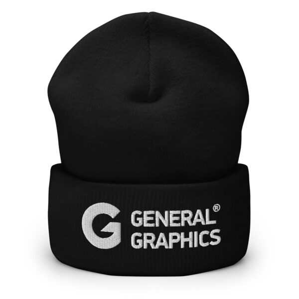 General Graphics Embroidered Beanie / Logo Winter Hat / Black