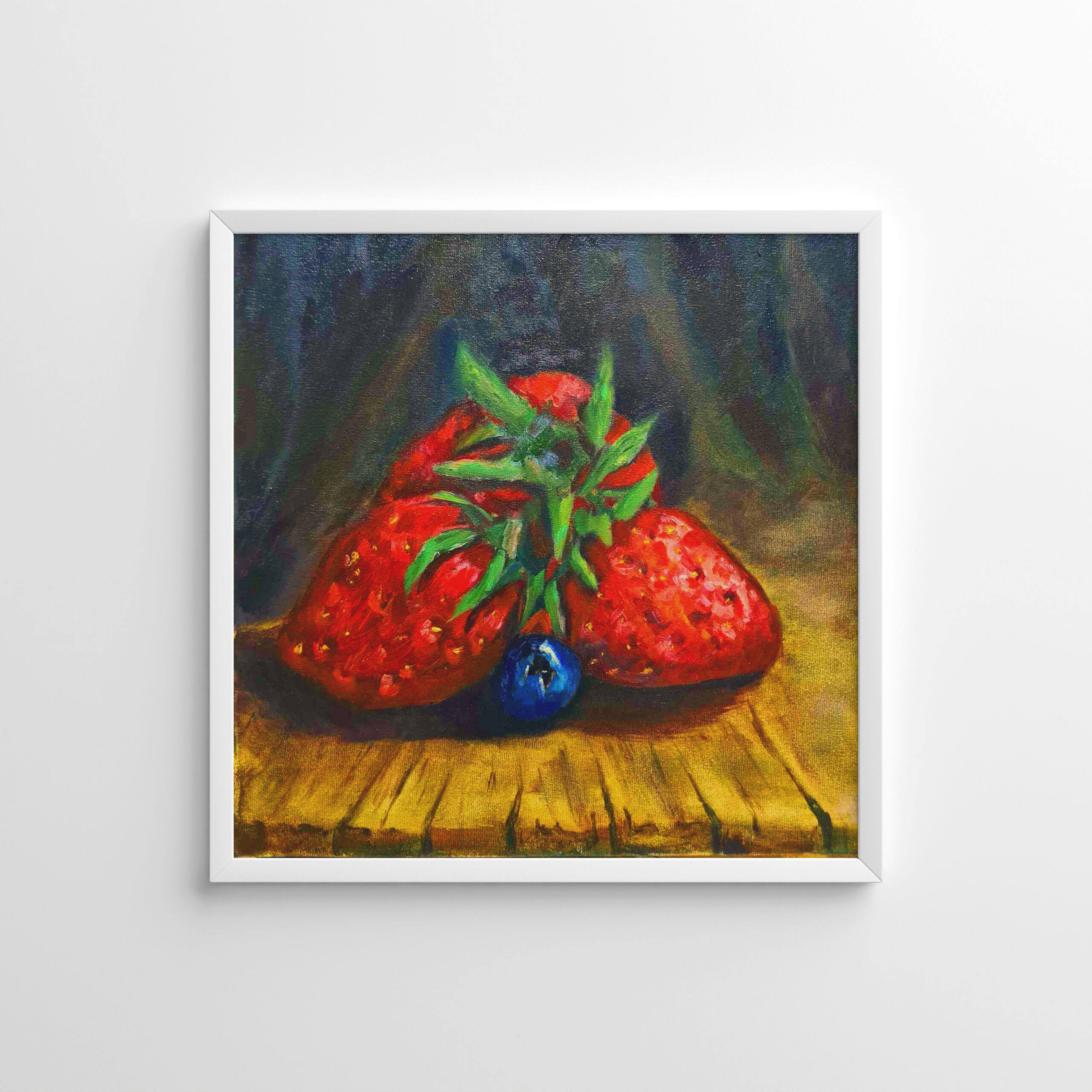 "Полуниця" картина олійними фарбами 30х30 см Авторська картина Стаднікова Антона